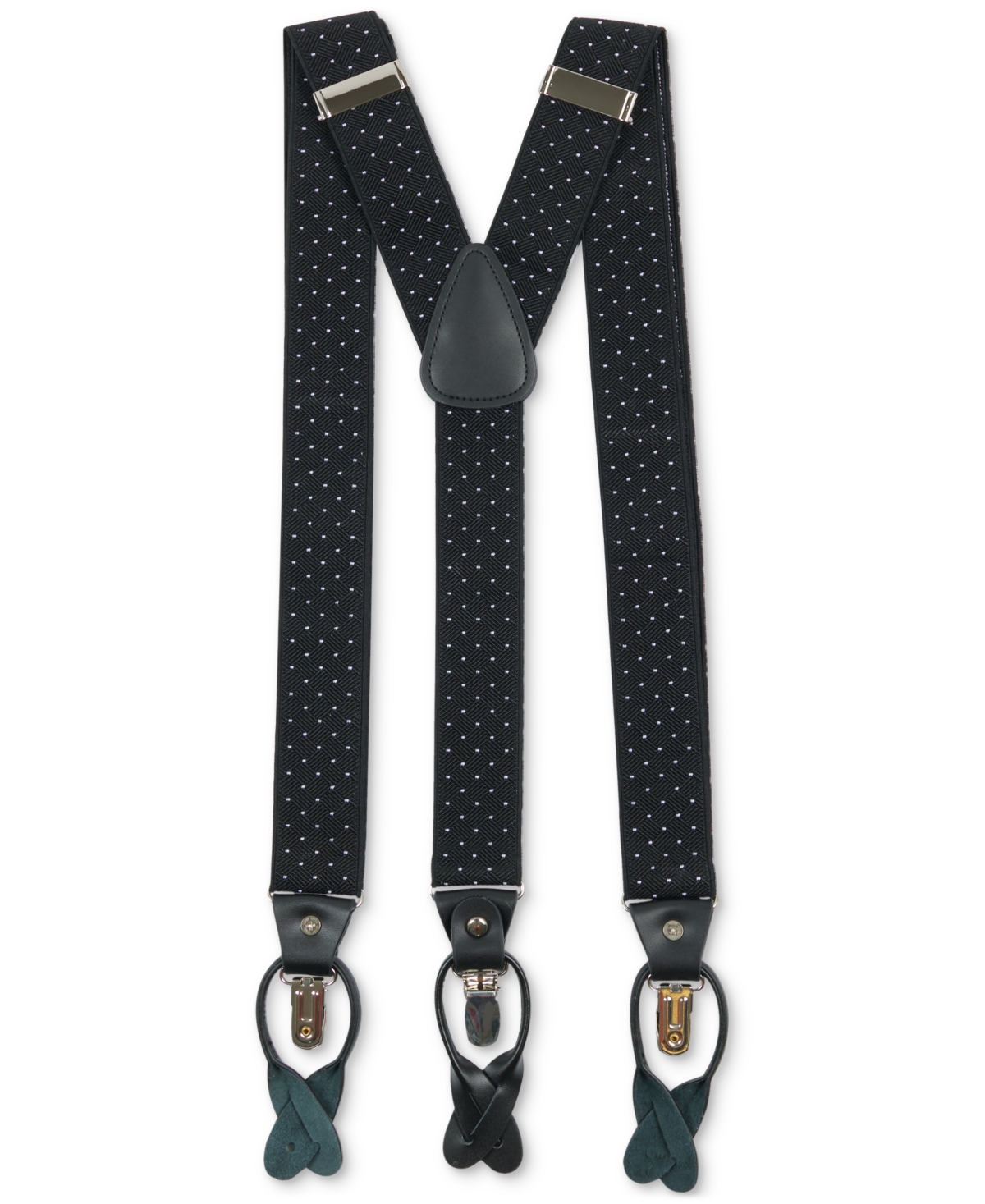 Men's Dot Print Suspenders - Black
