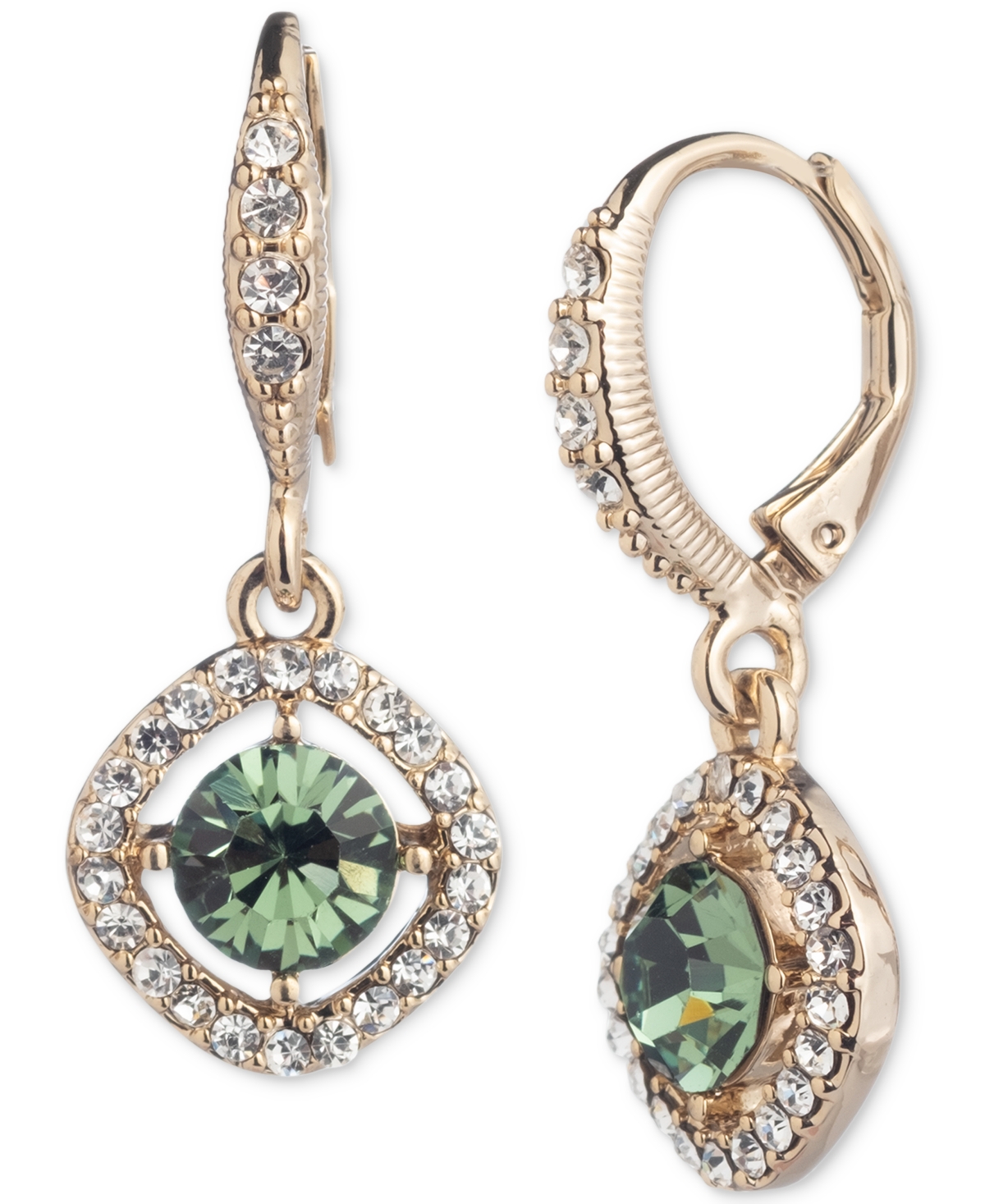 Shop Givenchy Pave & Color Cubic Zirconia Orbital Drop Earrings In Lt,pas Grn