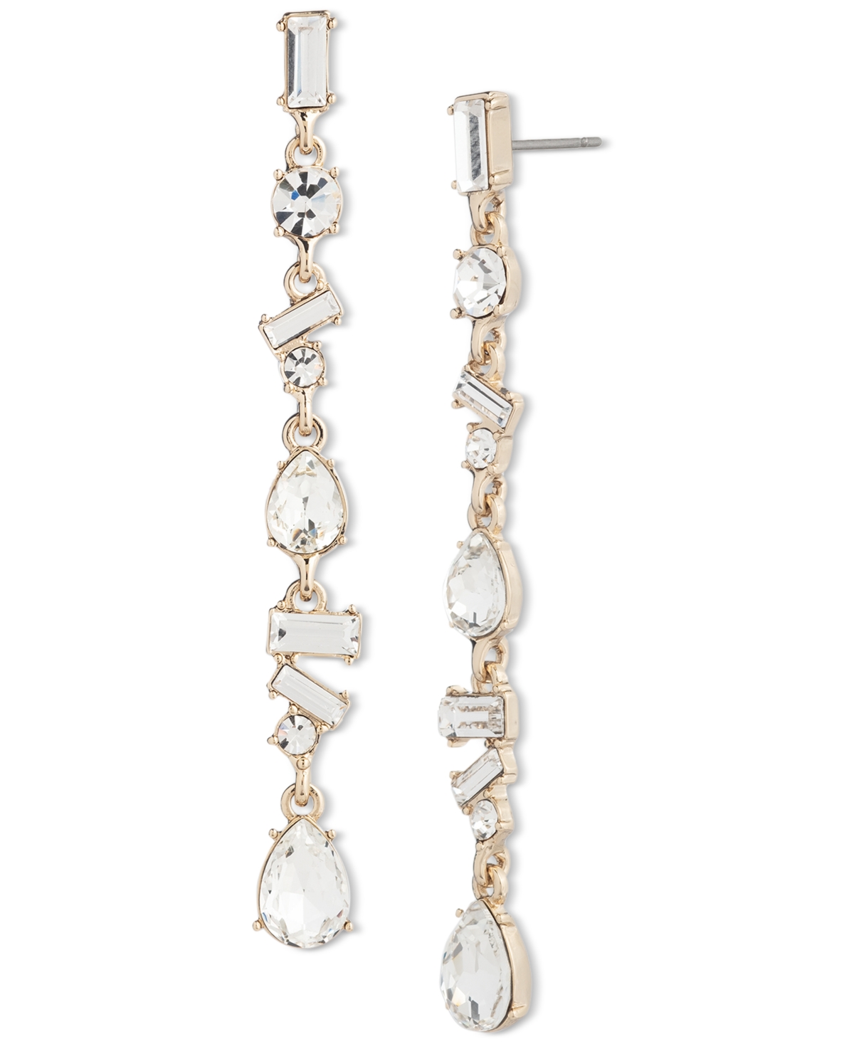 Shop Givenchy Mixed-cut Crystal Linear Drop Earrings In Gold