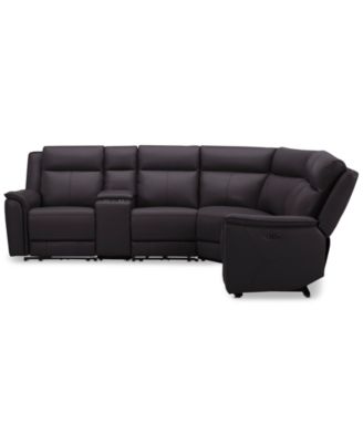 Addyson 117" 6-Pc. Leather Sectional with 3 Zero Gravity Recliners with Power Headrests & 1 Console