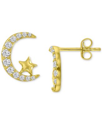 Macy's - Cubic Zirconia Crescent Moon & Polished Star Stud Earrings