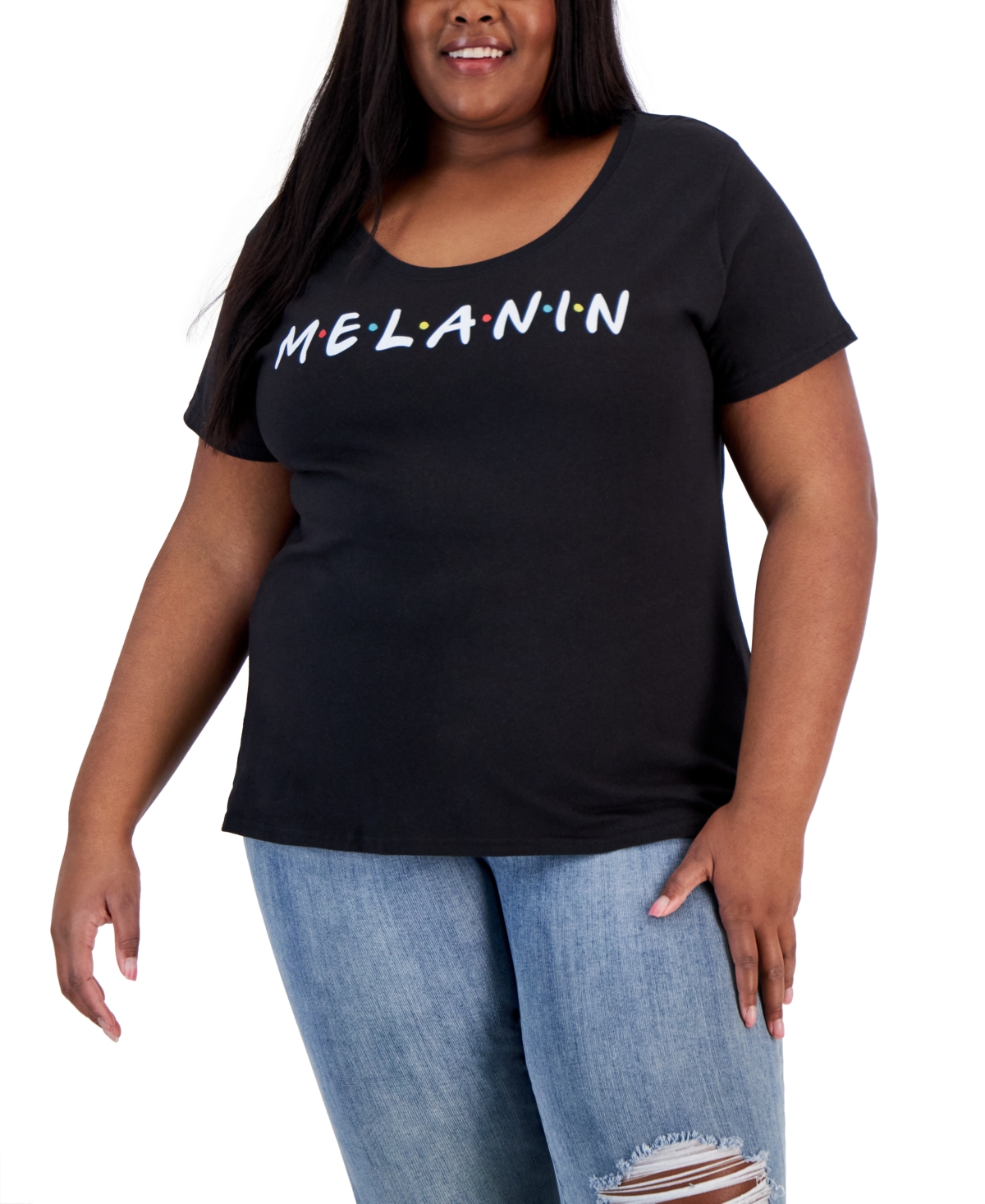 Shop Air Waves Trendy Plus Size Melanin Graphic T-shirt In Black