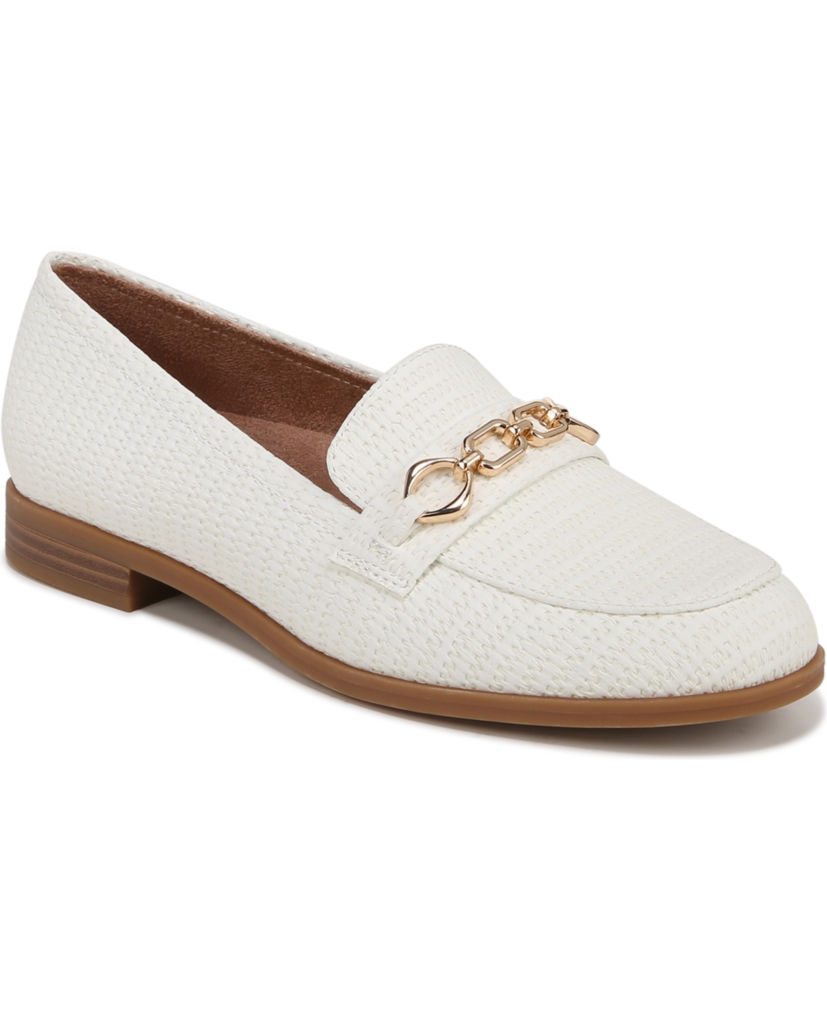 Mariana Loafers - White Woven Embossed Faux Leather
