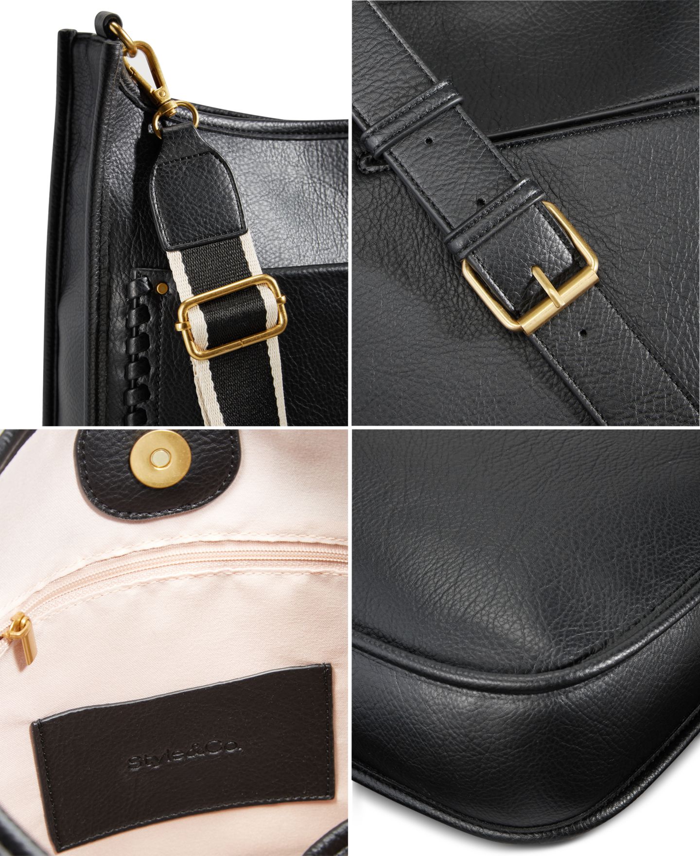 Женская сумка Style & Co Whipstitch Medium Crossbody, цвет: Чёрный — фото 3