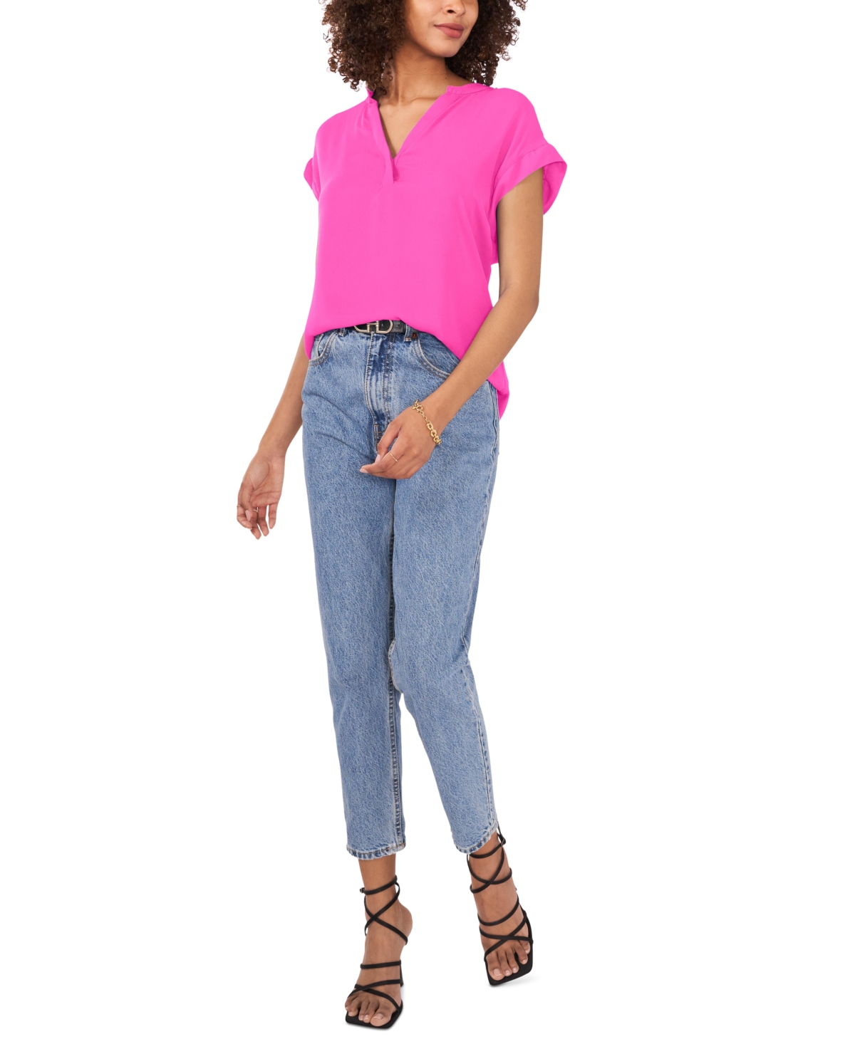 Vince Camuto Women's Split-Neck Short-Sleeve Blouse
