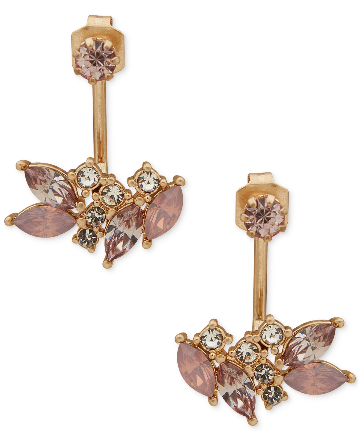 Shop Lonna & Lilly Gold-tone Crystal & Crackled Stone Floater Earrings In Pink