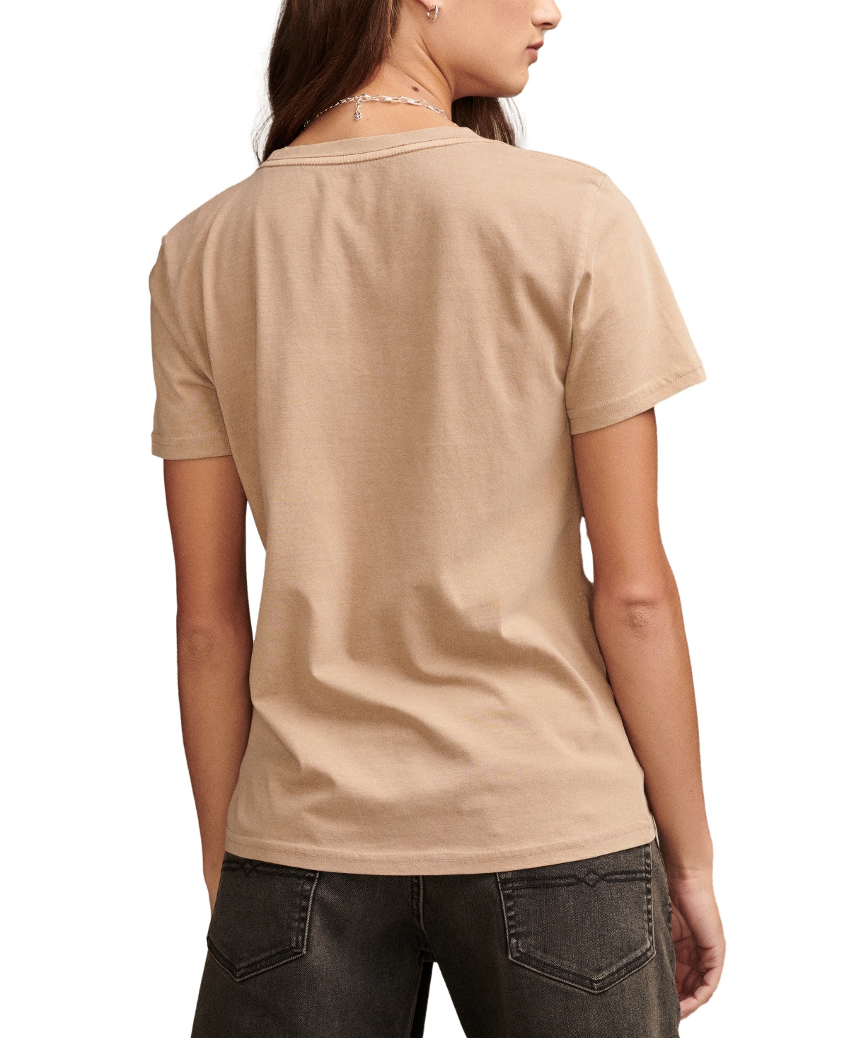 Shop Lucky Brand Women's Multi-color-butterfly-graphic Classic Cotton T-shirt In Light Taupe