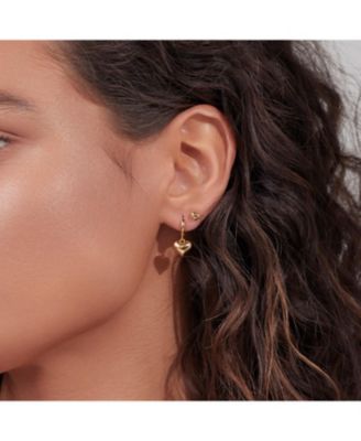 14k Gold Plated Mini Puffed Heart Stud Earrings Holiday Gift Idea