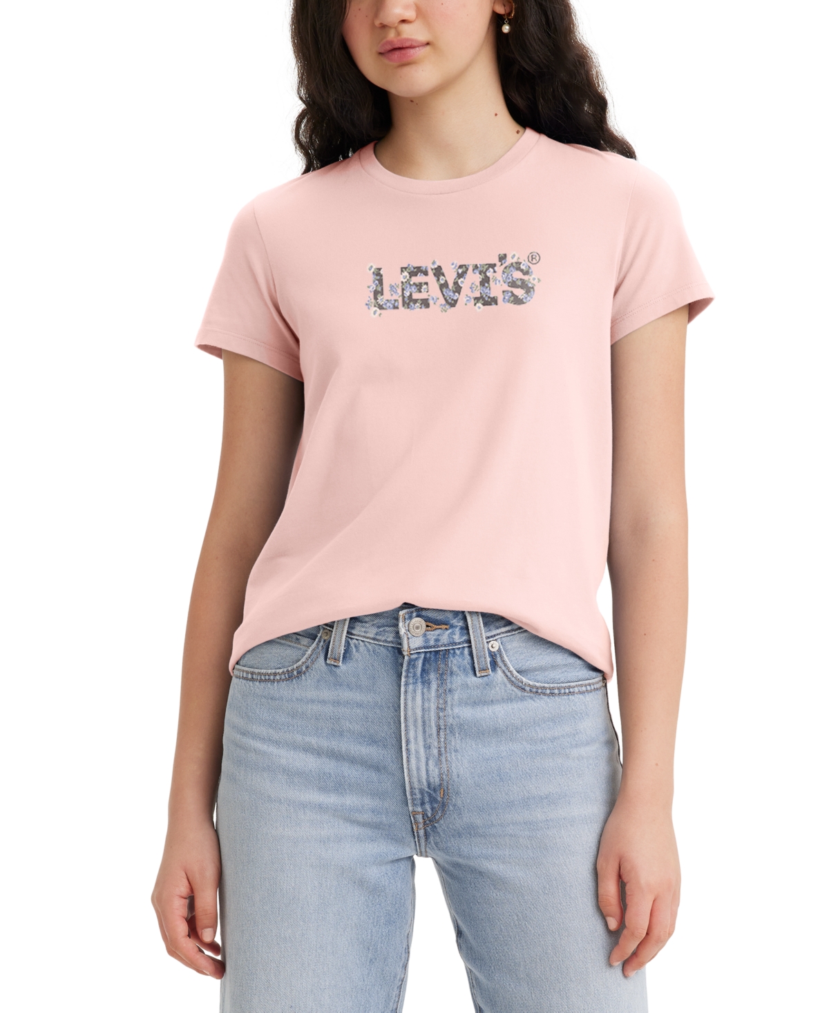 Levi's Women's Perfect Graphic Logo Cotton T-shirt In Chalk Pink