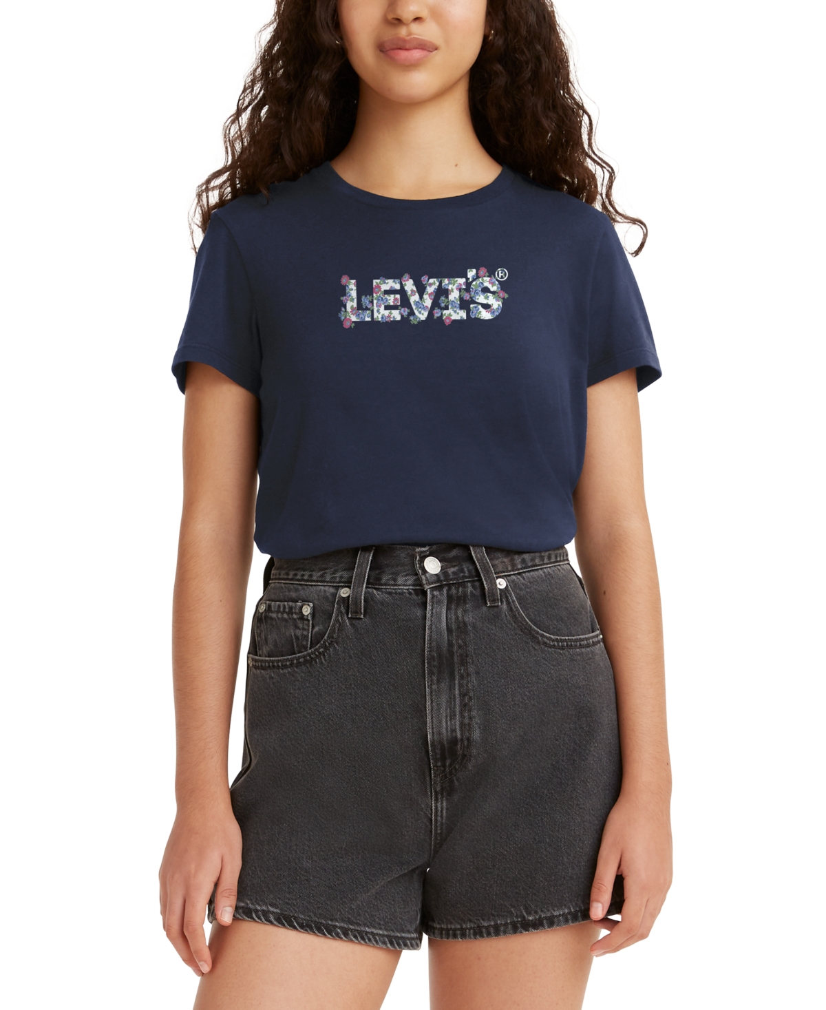 Levi's Women's Perfect Graphic Logo Cotton T-shirt In Naval Academy