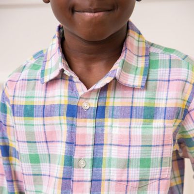 Boys' Linen Long Sleeve Button Down Shirt - Kids