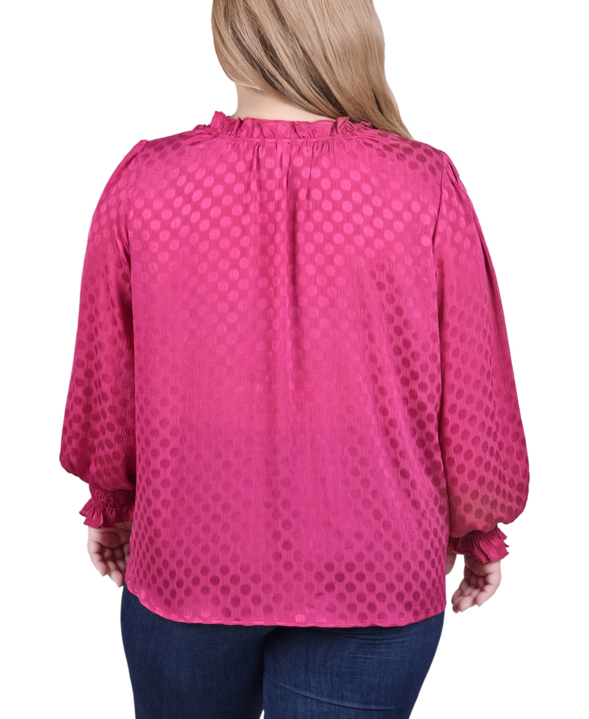 Ny Collection Plus Size Long Sleeve Smocked Cuff Blouse