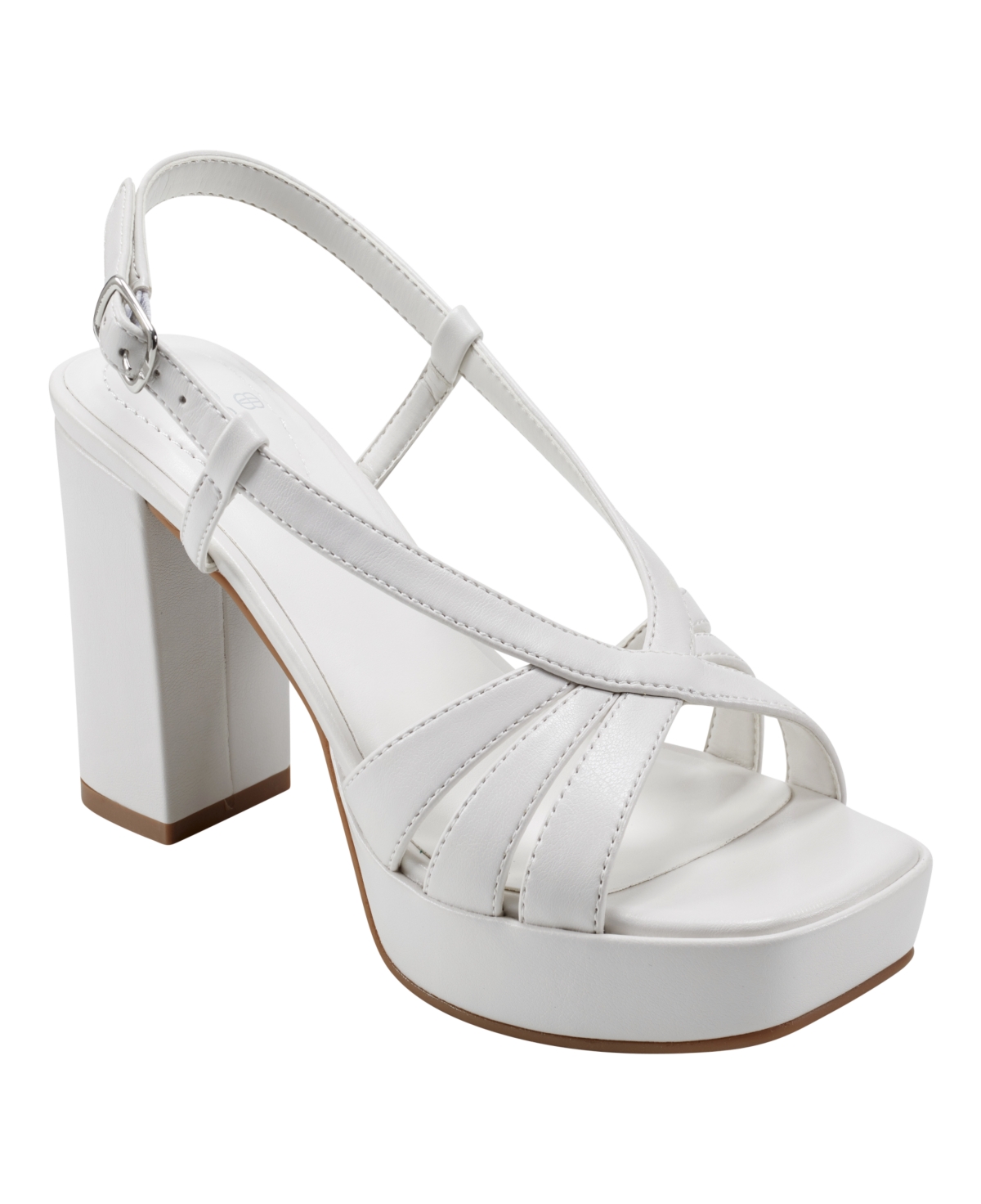 Shop Bandolino Women's Brie Platform Strappy Slingback Dress Sandals In Cream