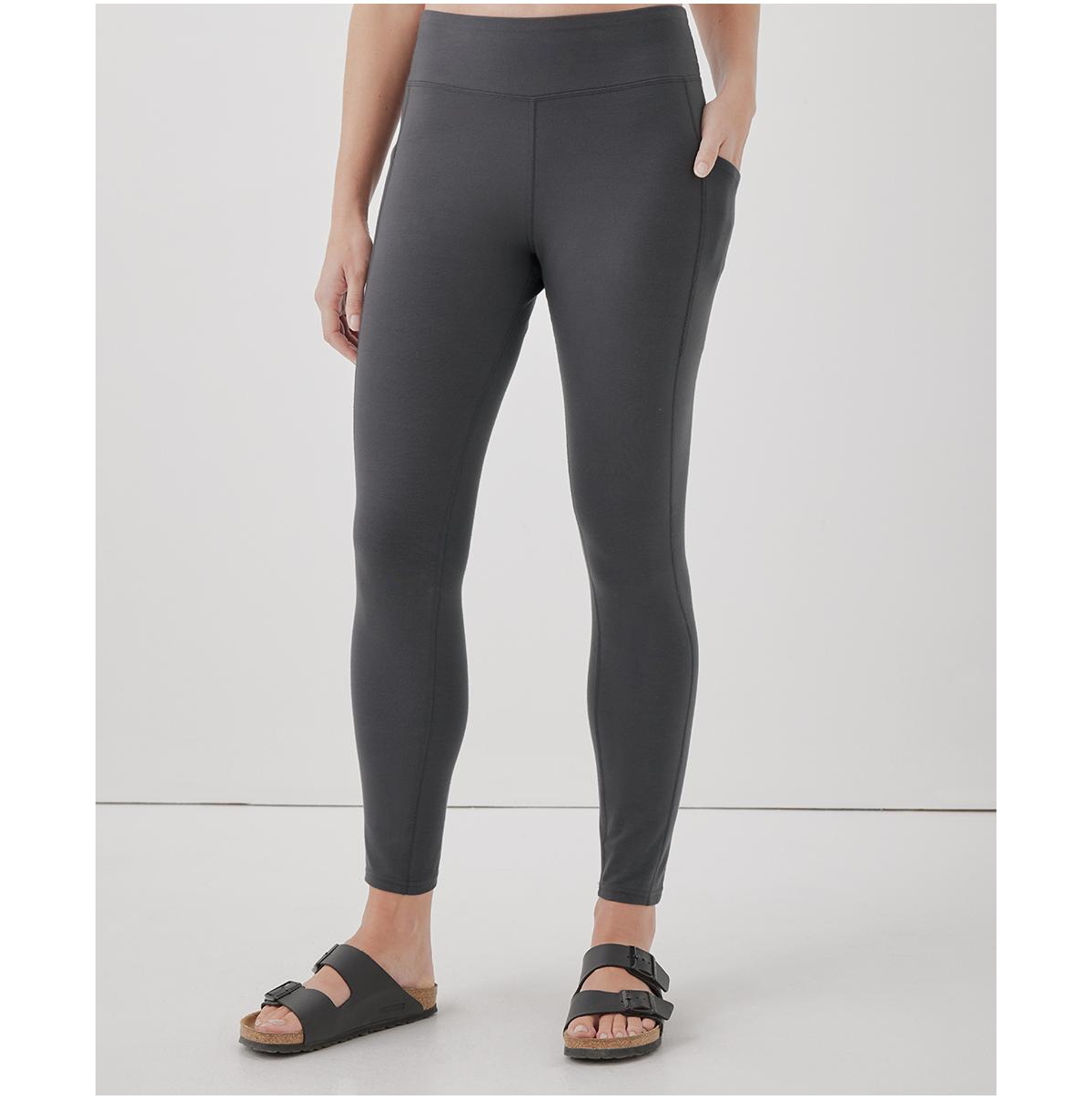 Women's Purefit Pocket Legging Made With Organic Cotton - Chocolate heather