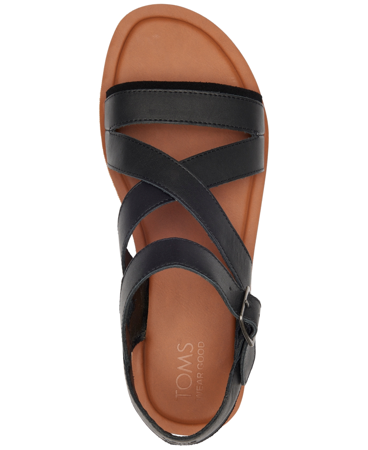 Shop Toms Women's Sloane Strappy Side-buckle Flat Sandals In Black Leather