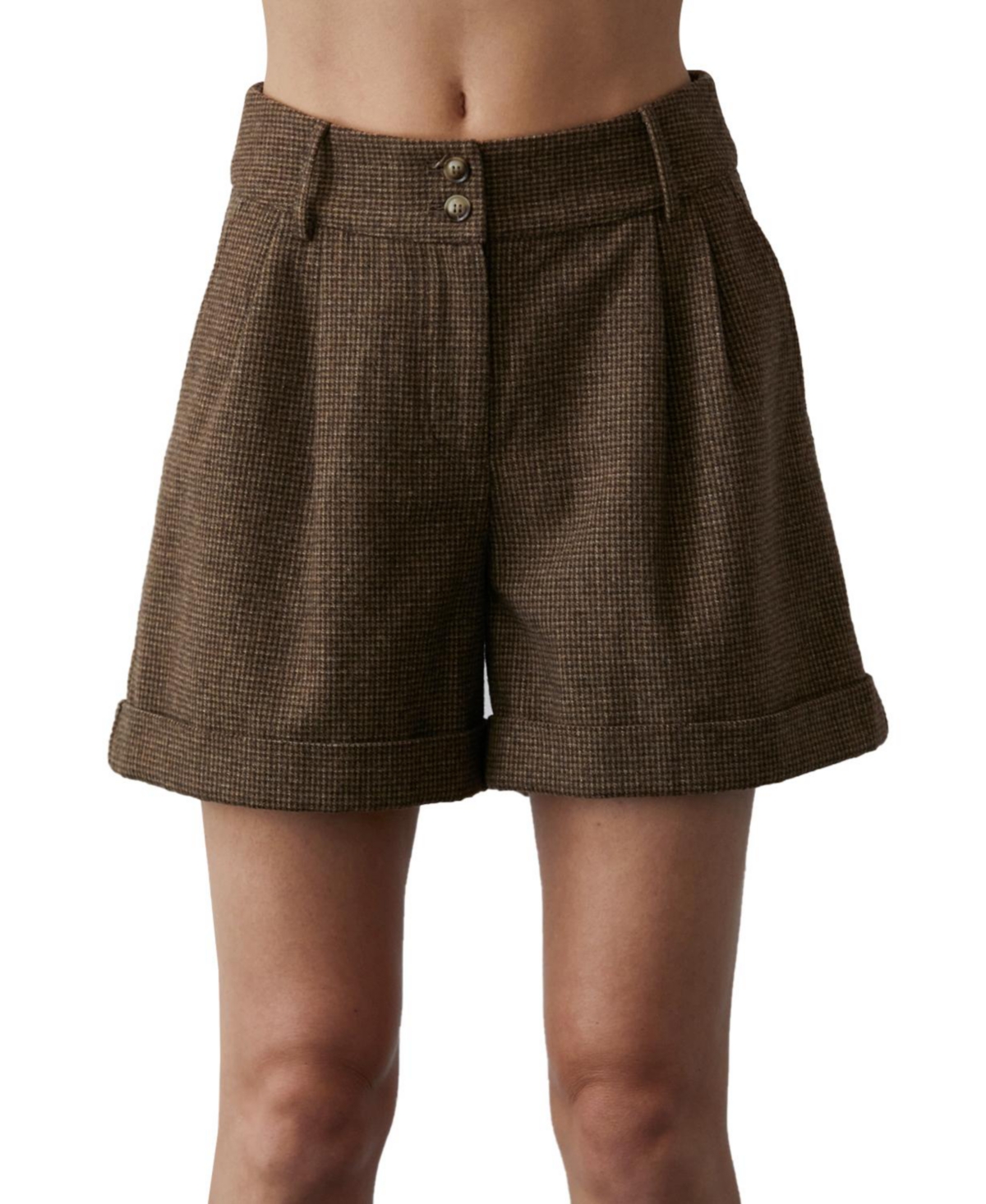Women's Lexie Mini Hounds tooth Shorts - Brown