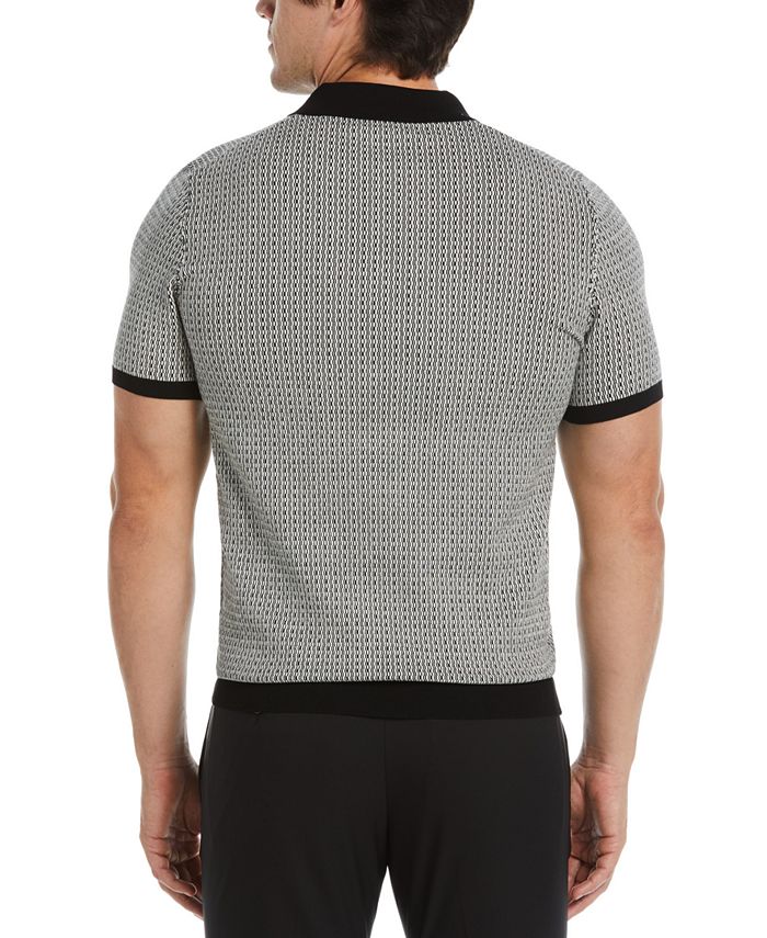 Perry Ellis Men's Tech Jacquard Geo Pattern Short Sleeve Polo Sweater ...