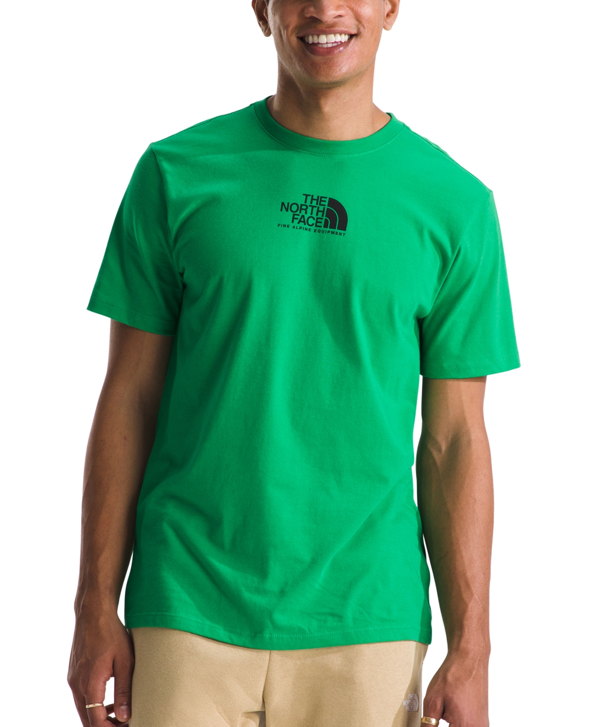Shop The North Face Men's Fine Alpine Logo Graphic Short-sleeve T-shirt In Optic Emerald