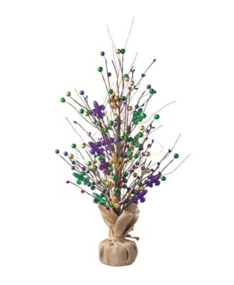 21" H Lighted Mardi Gras Fleur-De-Lis Berry Table Tree