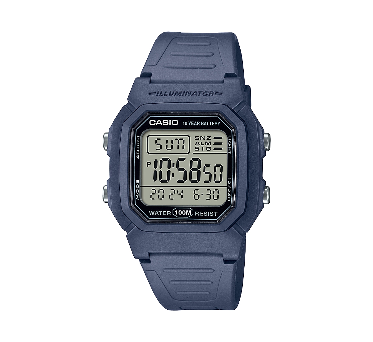 Men's Digital Blue Resin Watch, 36.8mm, W800H-2AV - Blue