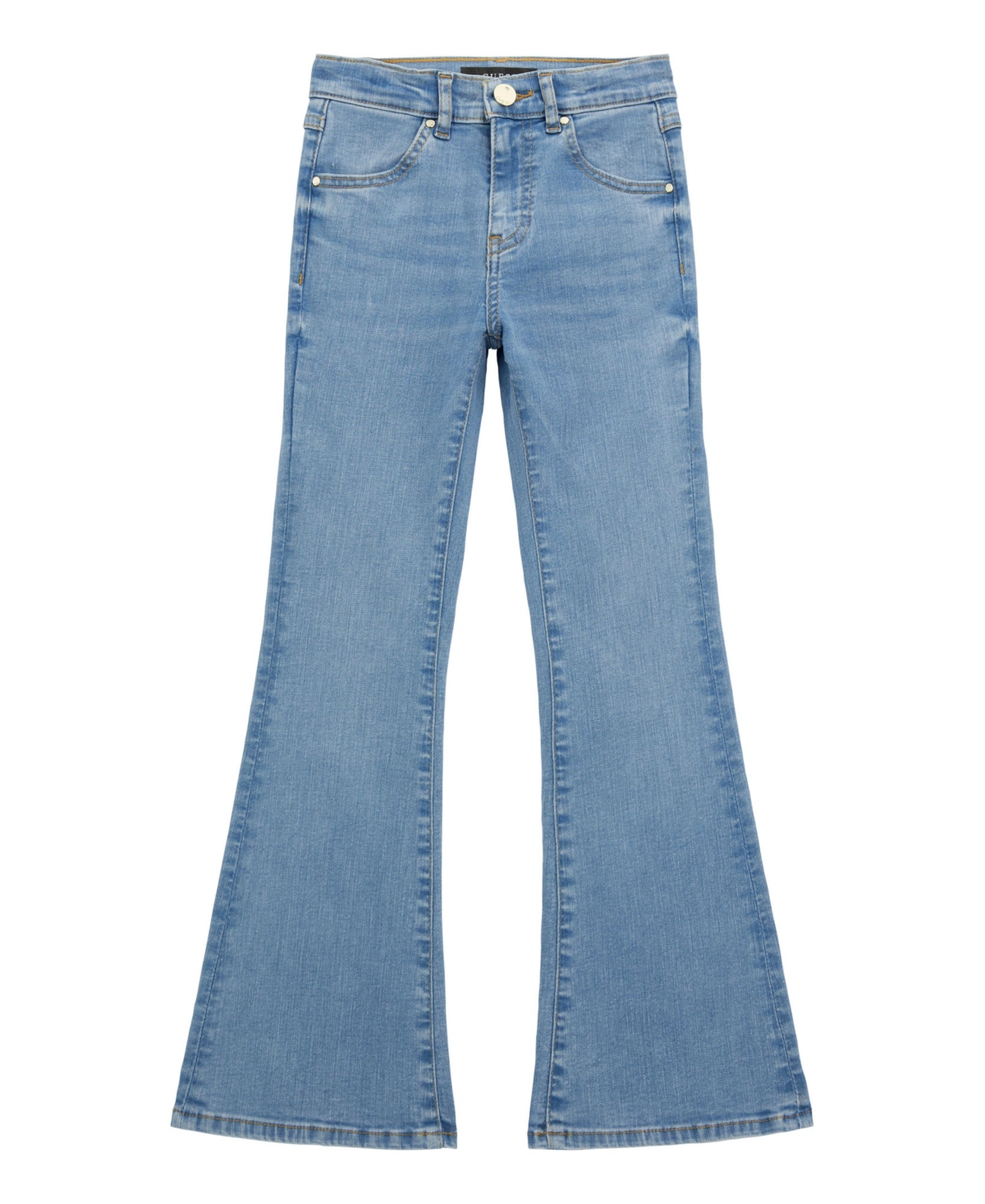 Shop Guess Big Girls Stretch Denim 5 Pocket Flare Leg Jeans In Blue