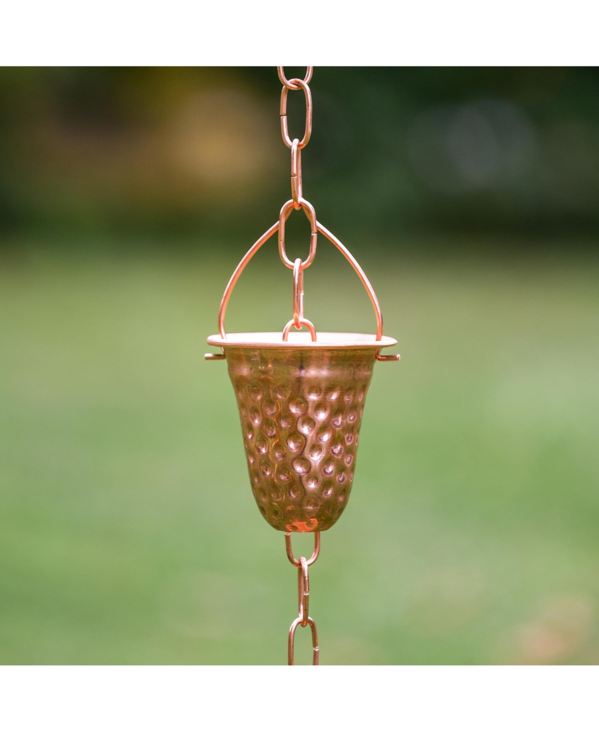 MarrgonRain Chain with Hammered Bell Style Cups for Gutter Downspout Replacement - Copper