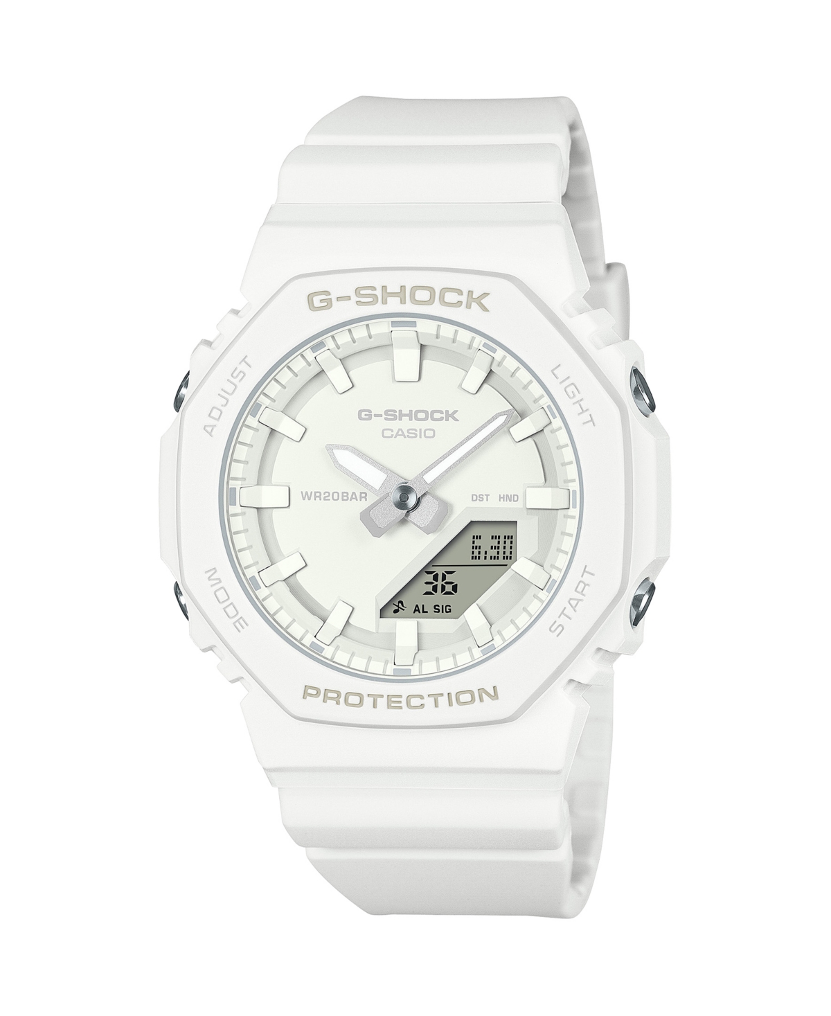 Unisex Analog Digital White Resin Watch, 40.2mm, GMAP2100-7A - White
