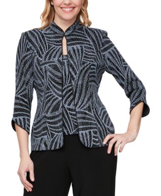 Alex Evenings - Women's Printed Mandarin-Collar Jacket & Tank Top