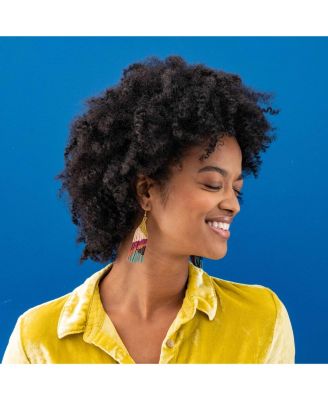 Lennon Angles Beaded Fringe Earrings Muted Rainbow