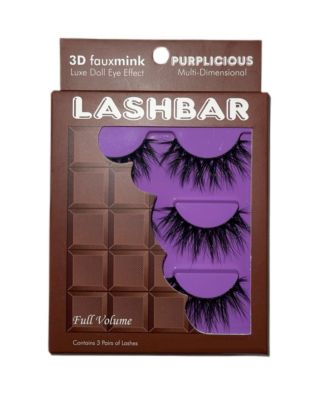 3-Pack Purplicious 3D Fauxmink Lash bar False Eyelashes