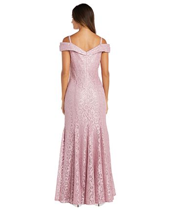 R M Richards Off The Shoulder Petite Lace Gown Macy s