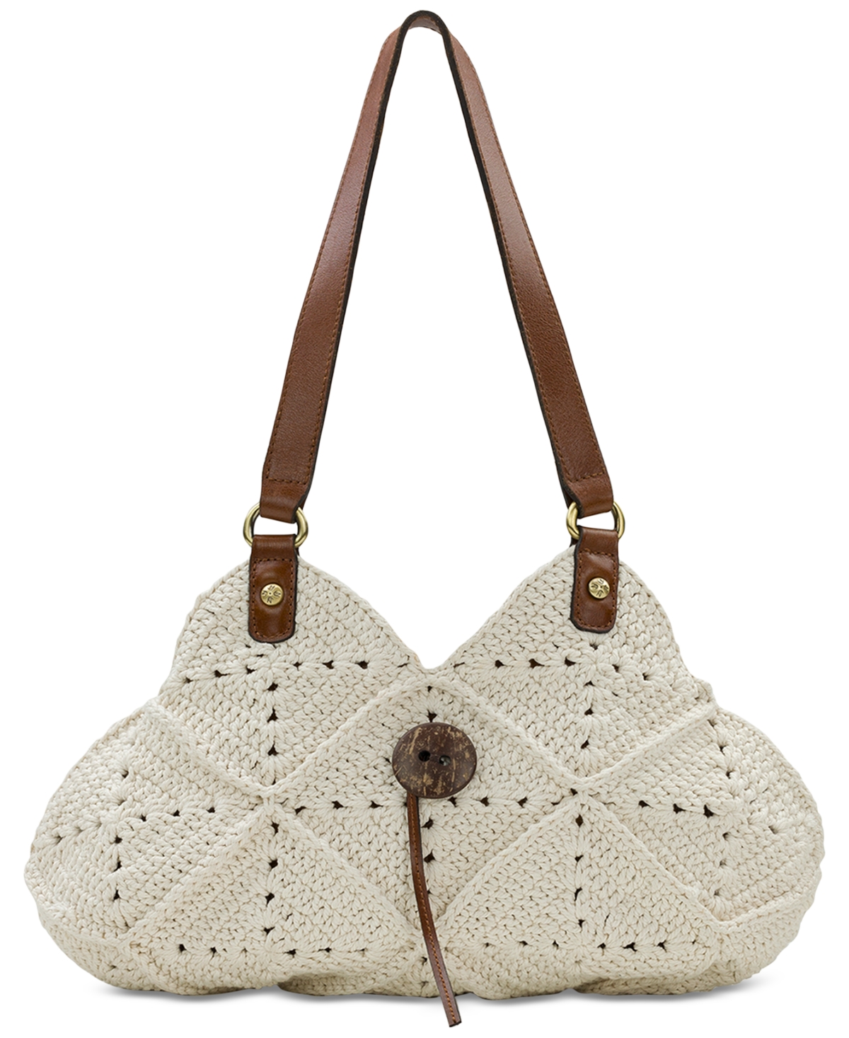Marti Diamond Crochet Shoulder Bag - Latte