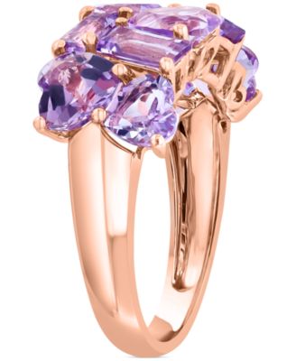 EFFY&reg; Amethyst (7/8 ct. t.w.) & Pink Amethyst (4 ct. t.w.) Heart & Baguette Cluster Ring in 14k Rose Gold