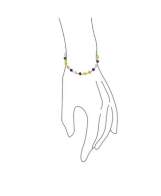 Multicolor Citrine Peridot Garnet Aquamarine Amethyst Heart Shape Tennis Bracelet Sterling Silver 7 Inch