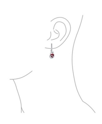 Cubic Zirconia Infinity Swirl CZ Accent CZ Red Heart Dangling Earrings Sterling Silver