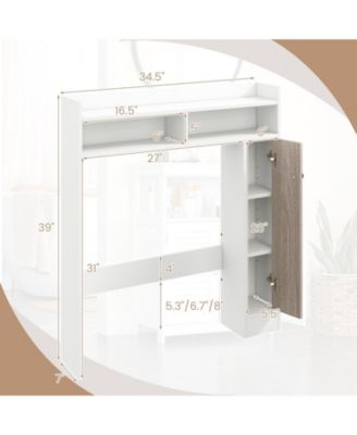 Bathroom Over the Toilet Floor Storage Organizer with Adjustable Shelves - White