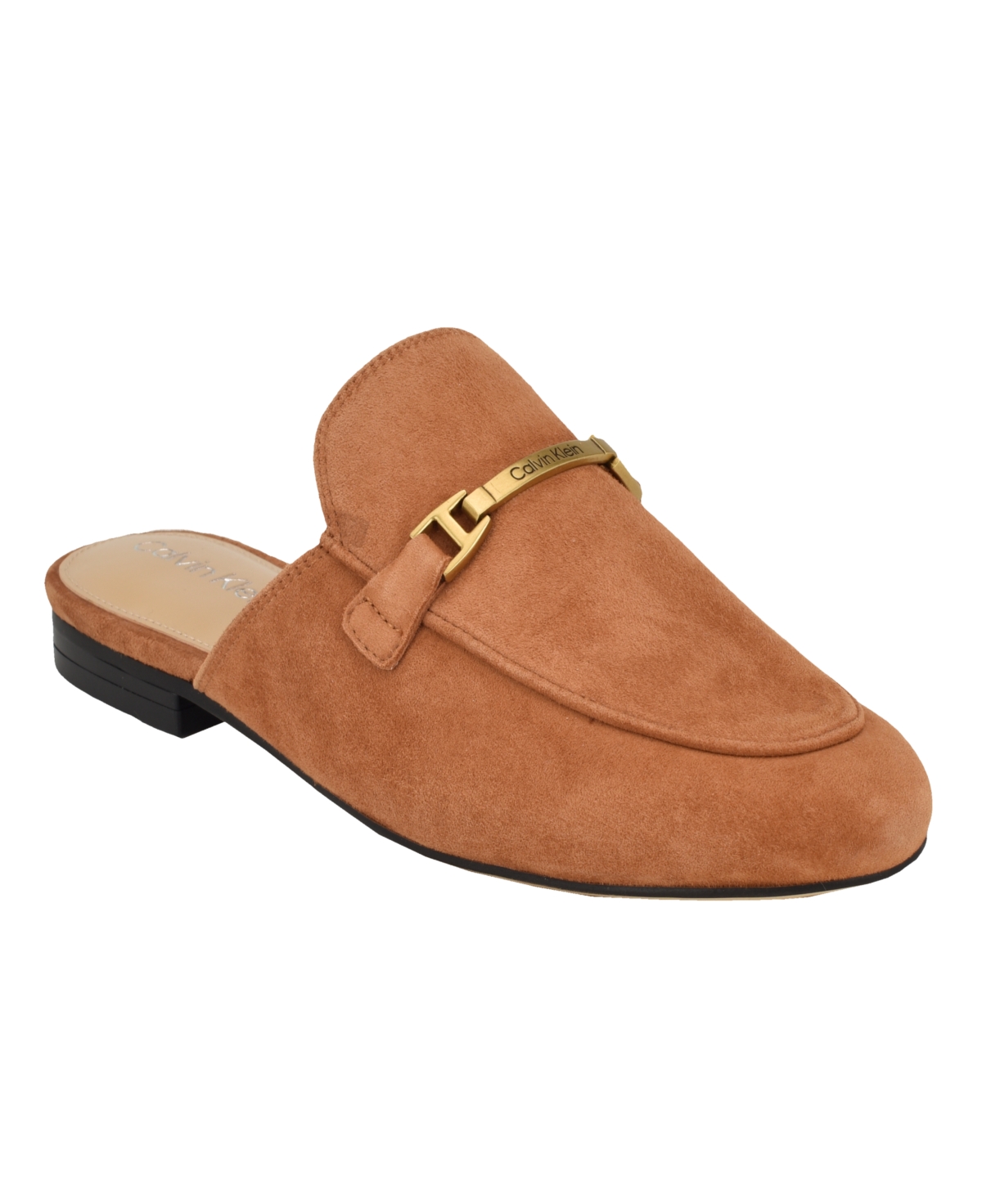 Shop Calvin Klein Women's Sidoll Almond Toe Slip-on Casual Loafers In Medium Natural Suede
