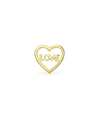 Petite Minimalist Helix14K Yellow Gold Cartilage Ear Lobe Piercing Word Symbol Of Love Heart Stud Earring Daith 1 Piece