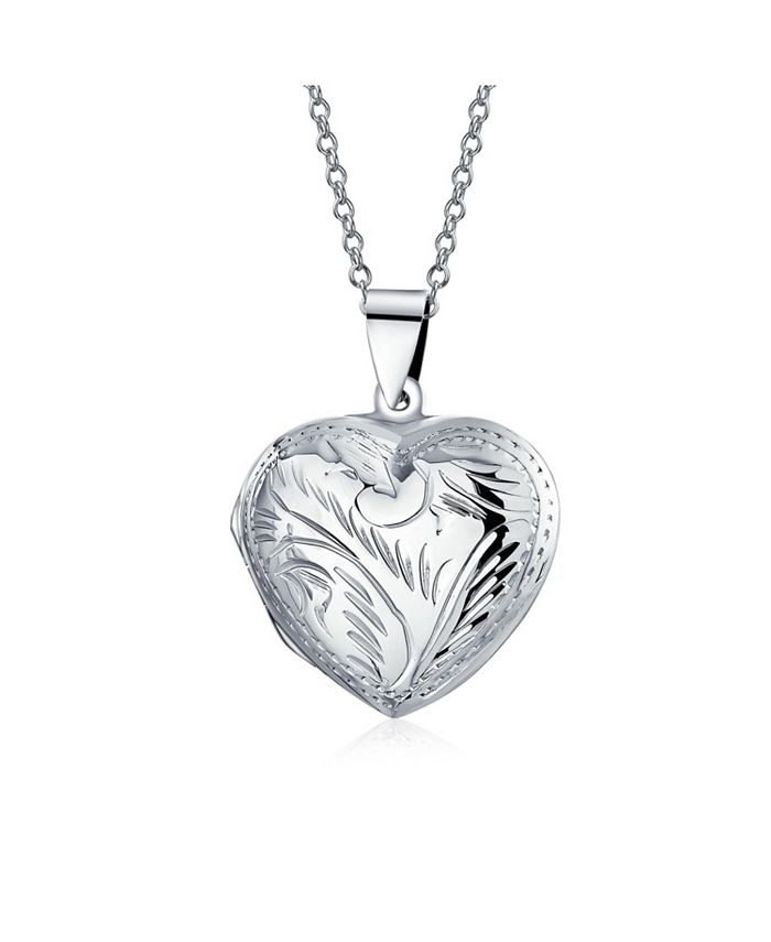 Bling Jewelry Simple Plain Keepsake Domed Puff carved Leaf Heart Shaped ...