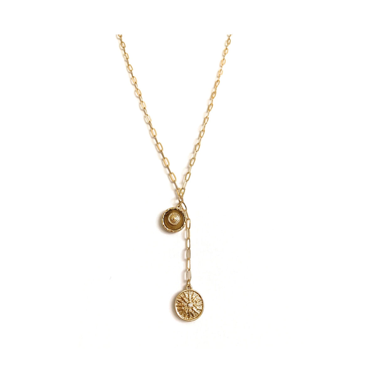 Sun and Moon Pendant Necklace - Gold