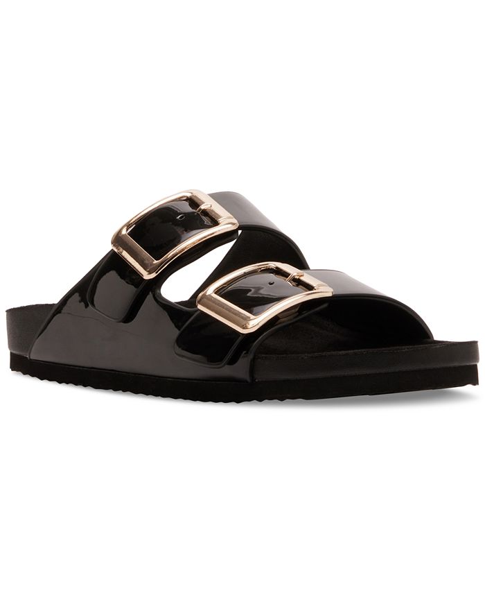 LIMITED COLLECTION Black Footbed Buckle Sandals In Extra Wide Fit