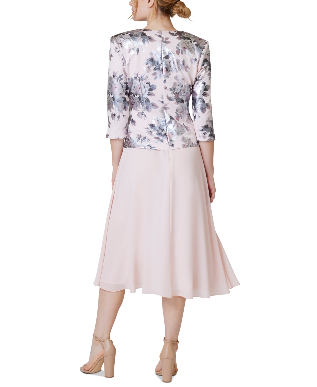 Jessica Howard Petite 2-pc. Printed Jacket & Midi Dress Set In Pink Multi
