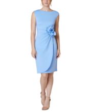 Jessica Howard Mixed-media Ruched-waist Gown in Blue