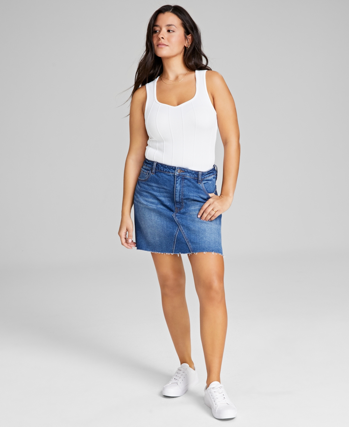 And Now This Women's Denim Mini Skirt, Created For Macy's In Medium Wash