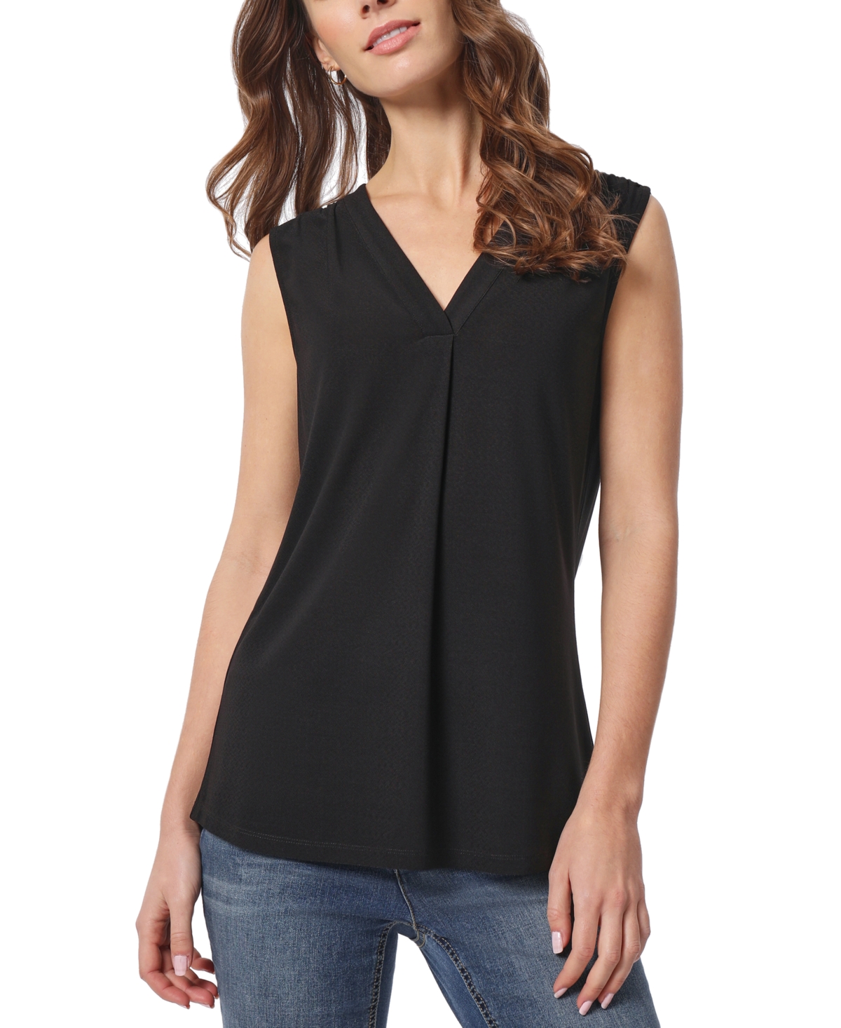 Shop Jones New York Women's Crepe Sleeveless V-neck Top In Jones Black