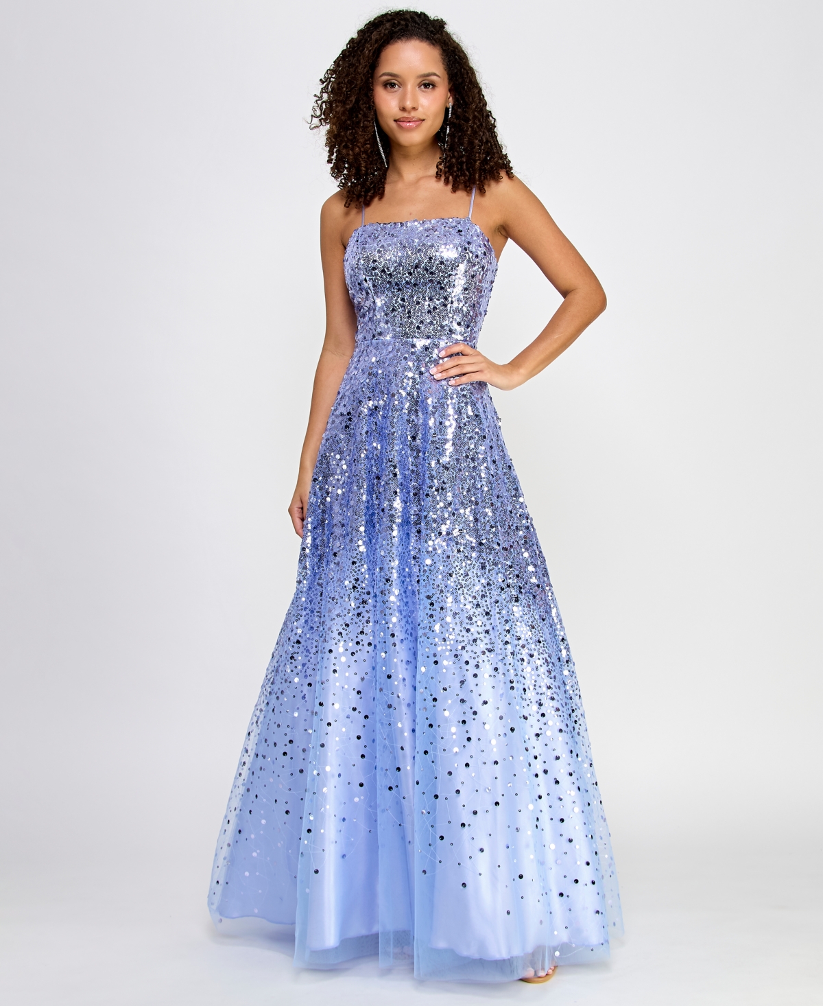 Juniors' Sequin Embellished Sleeveless Gown, Created for Macy's - Periwinkle
