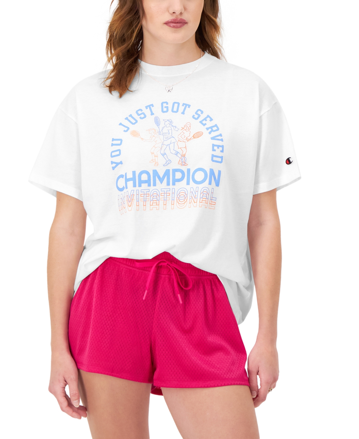 Champion Women's Crewneck Graphic Loose-fit T-shirt In White