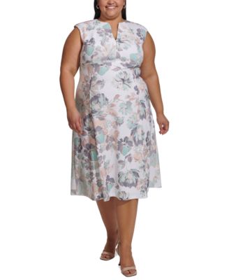 Calvin Klein - Plus Size Sleeveless Printed Midi Dress