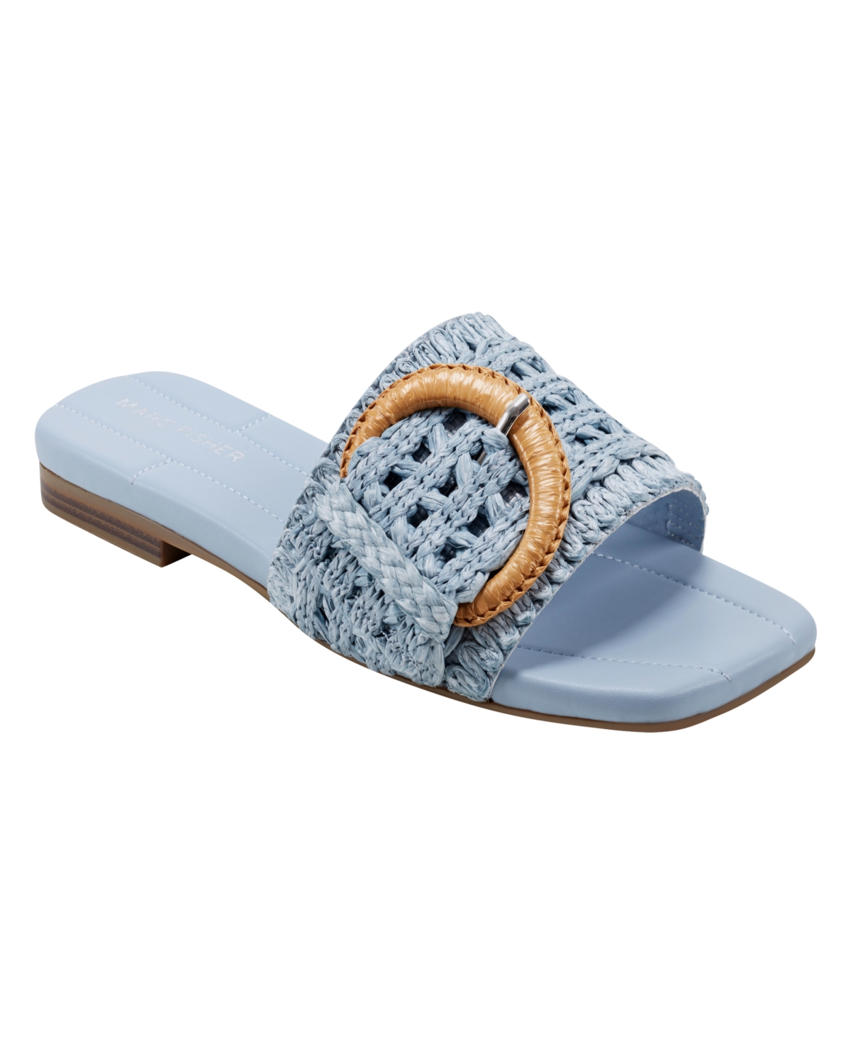 Shop Marc Fisher Women's Loree Square Toe Slip-on Flat Sandals In Light Blue