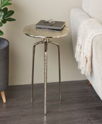 15" x 15" x 22" Aluminum Geometric Slim Textured Accent Table